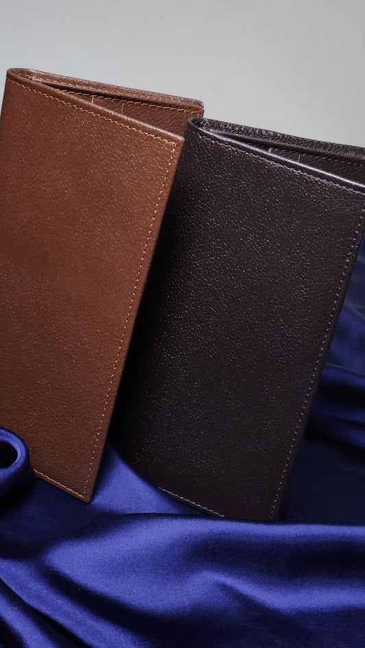 Dual-Tone Classic Leather Passport Holder Set (Brown & Black)