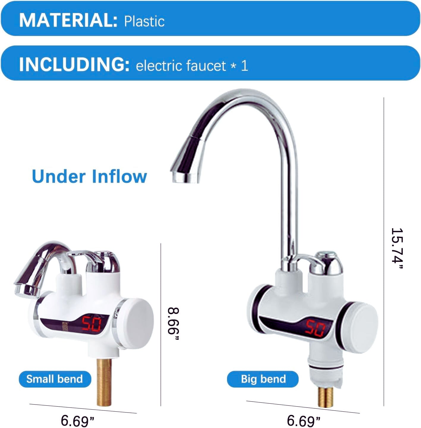 Electric Hot Water Faucet 360° Heater - Fast Heating Tap Water Heater with LED