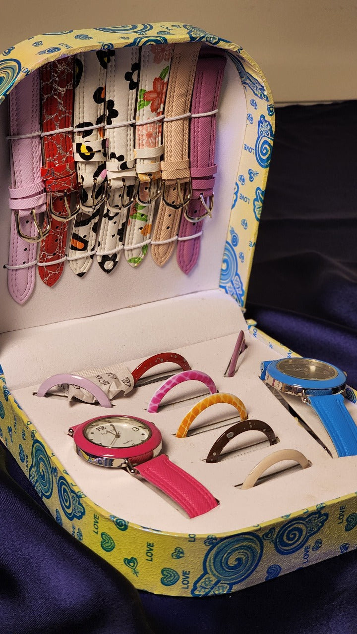 Multi-Strap Interchangeable Ladies Watch Set – Colorful Fashion Wristwatch Collection